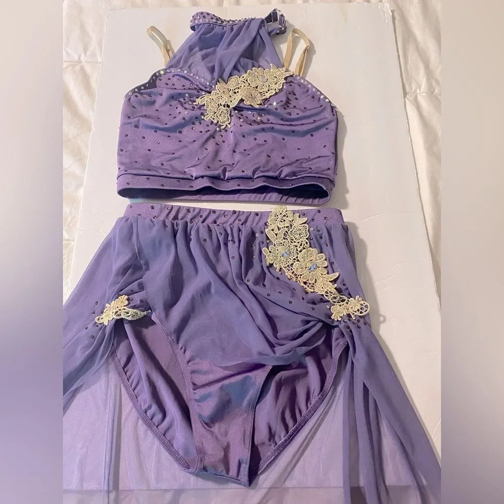 Weissman dance costume 2 piece lavender purple Something In The Water 11582 MA